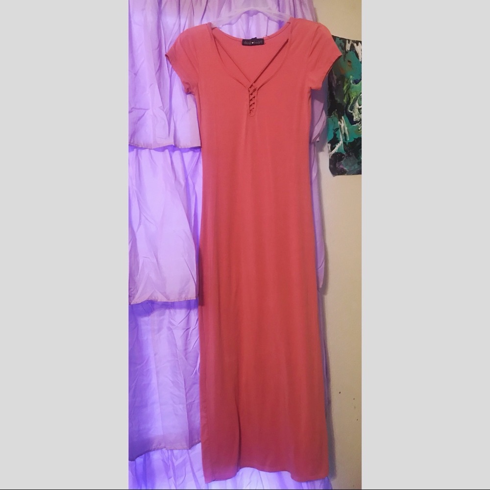 Salmon Pink Maxi Dress